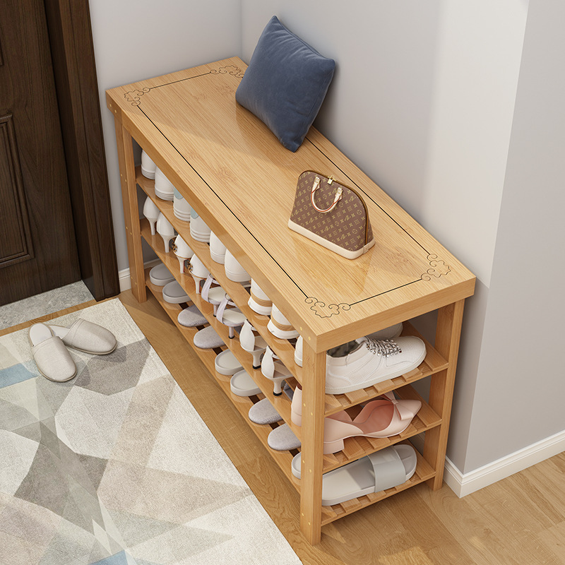 Brown 3 Tier Sturdy Shoe Organizer Bamboo Shoe Shelf for Entryway Bedroom Living Room Balcony