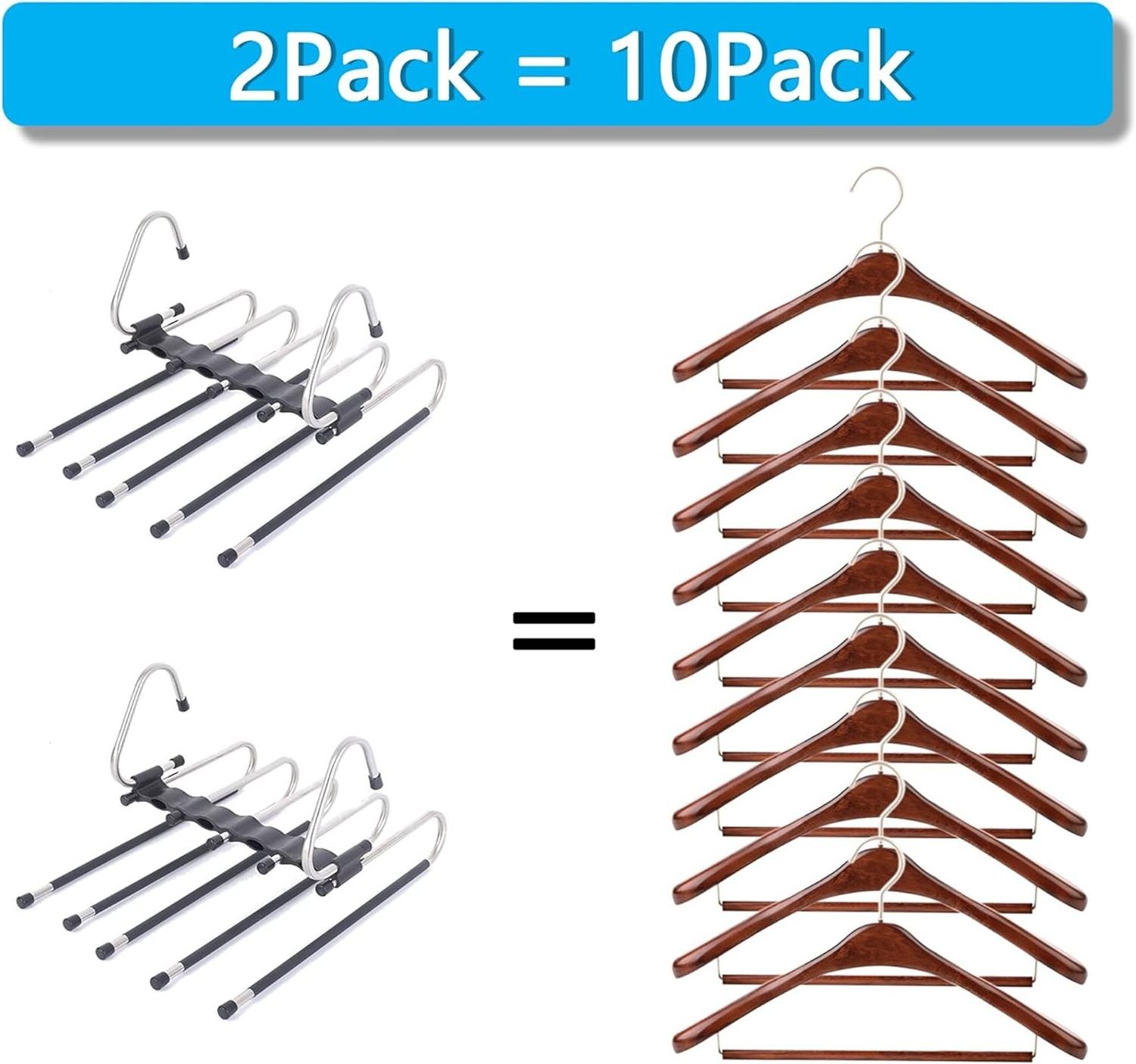 Magic Closet Multifunctional Hanging Pants Clothes Rack Organizer for Trousers Scarves Slack