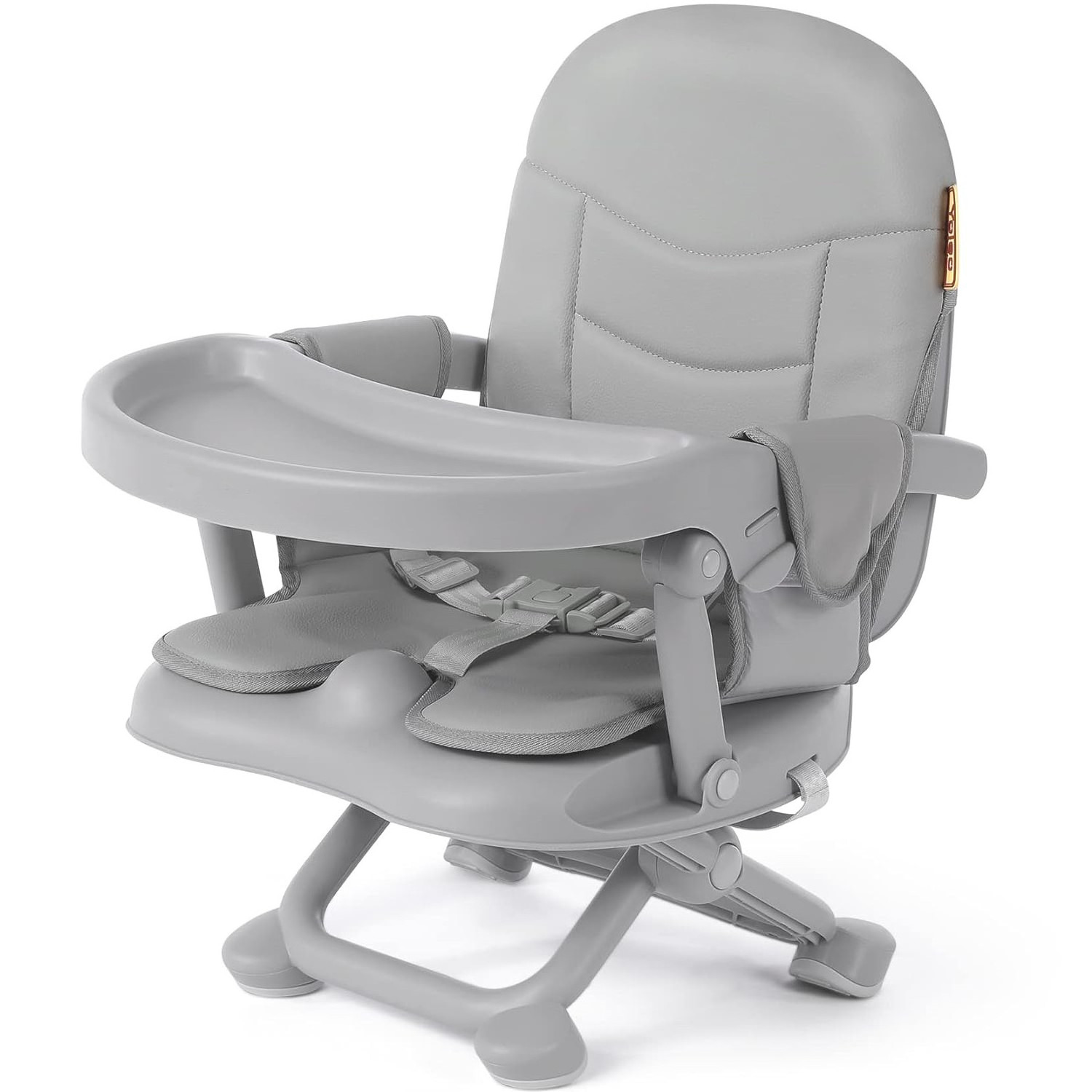 Gray Toddlers Folding Compact Portable Babies Booster Seat Kids Chairs High Chair for Dining Table