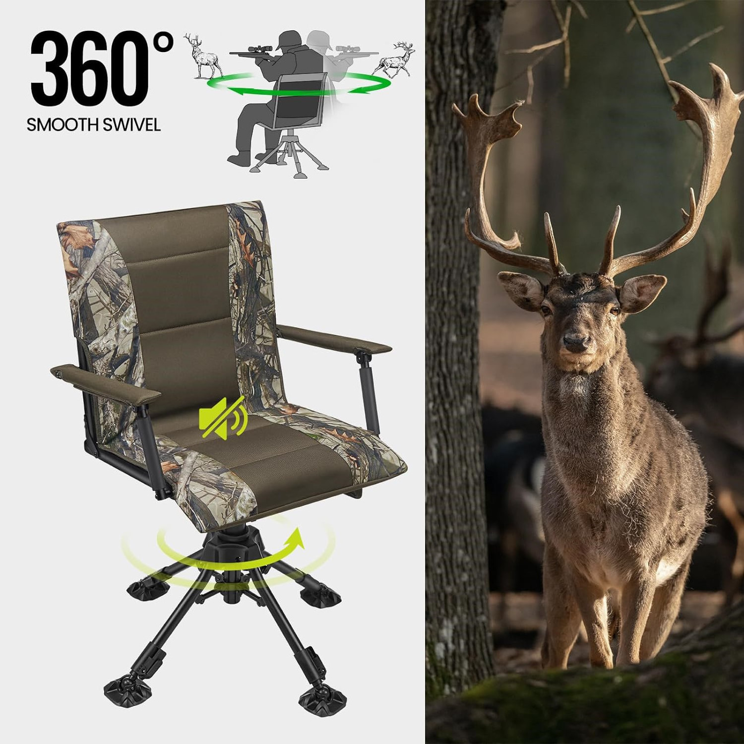 360 Degree Silent Swivel Blind Folding Chairs Heated Hunting Blind Chair