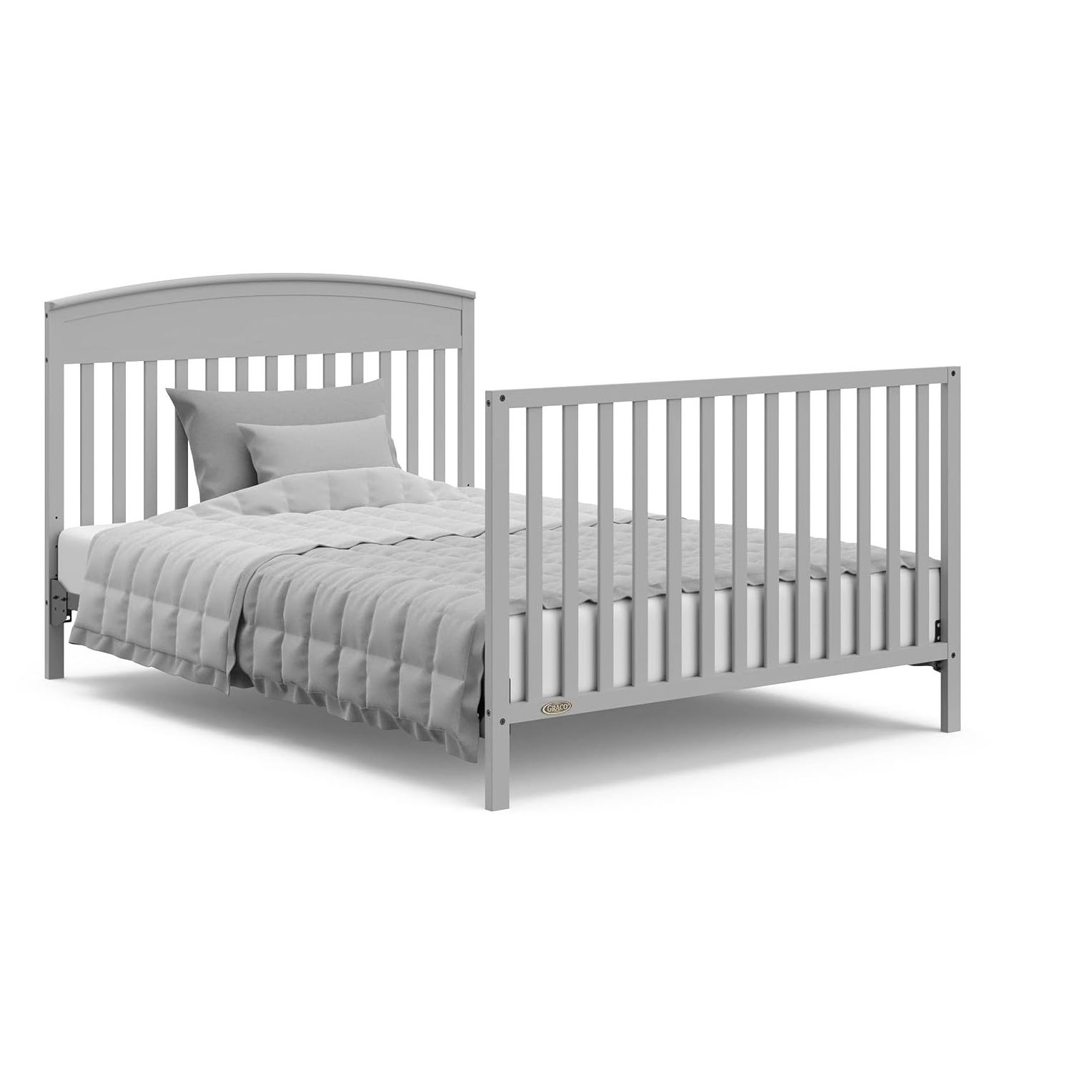 Gray 5 in 1 Convertible Wooden Wood Baby Crib for Infant