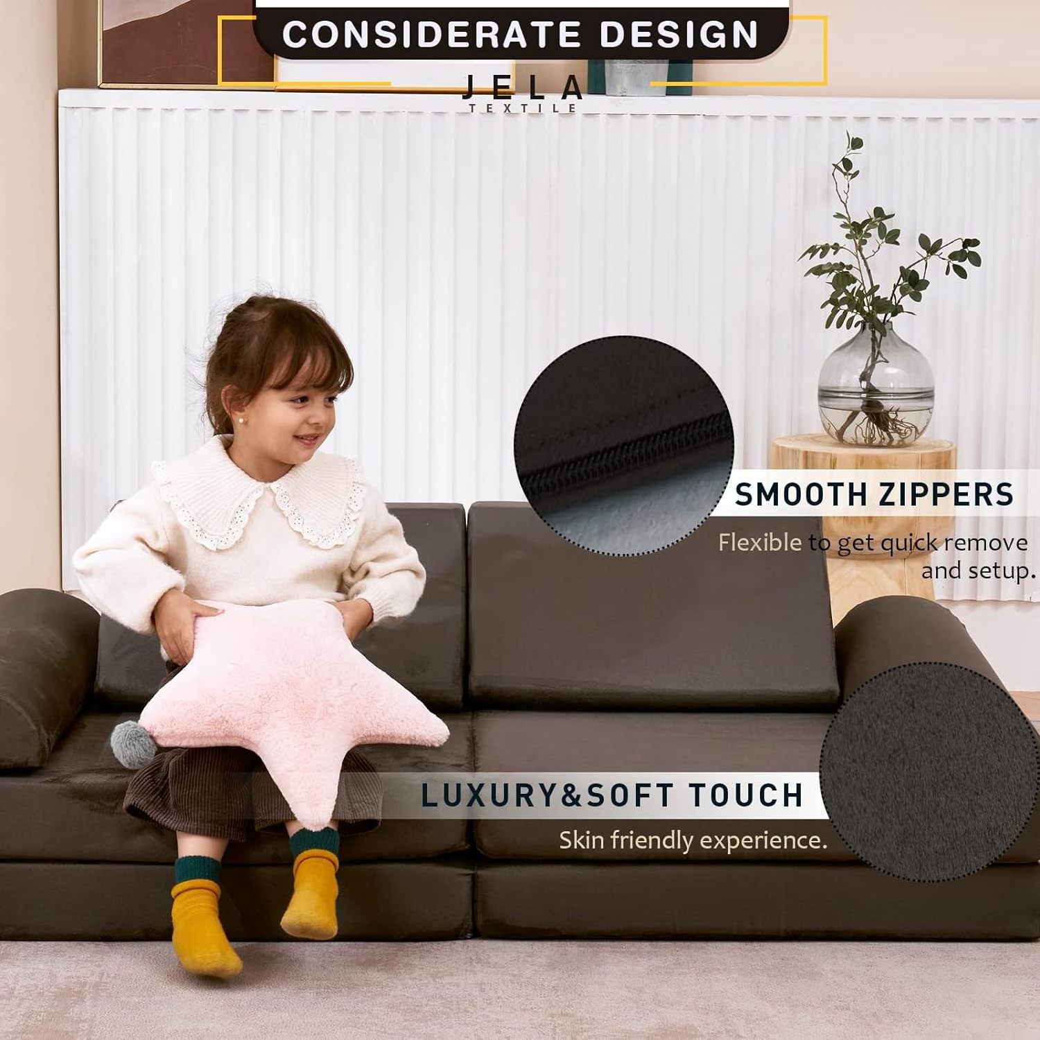 Floor Sofa Modular Foam Furniture Large Kids Play Couch for Kids Adults Toddlers Babies