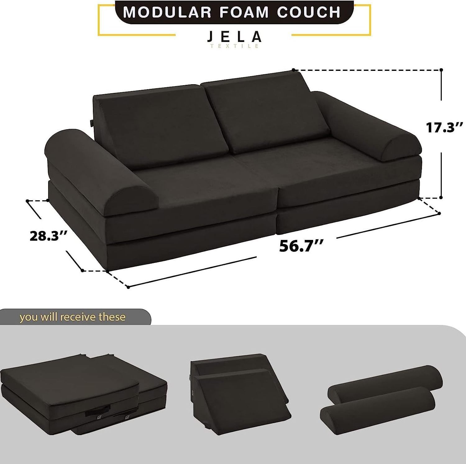 Floor Sofa Modular Foam Furniture Large Kids Play Couch for Kids Adults Toddlers Babies