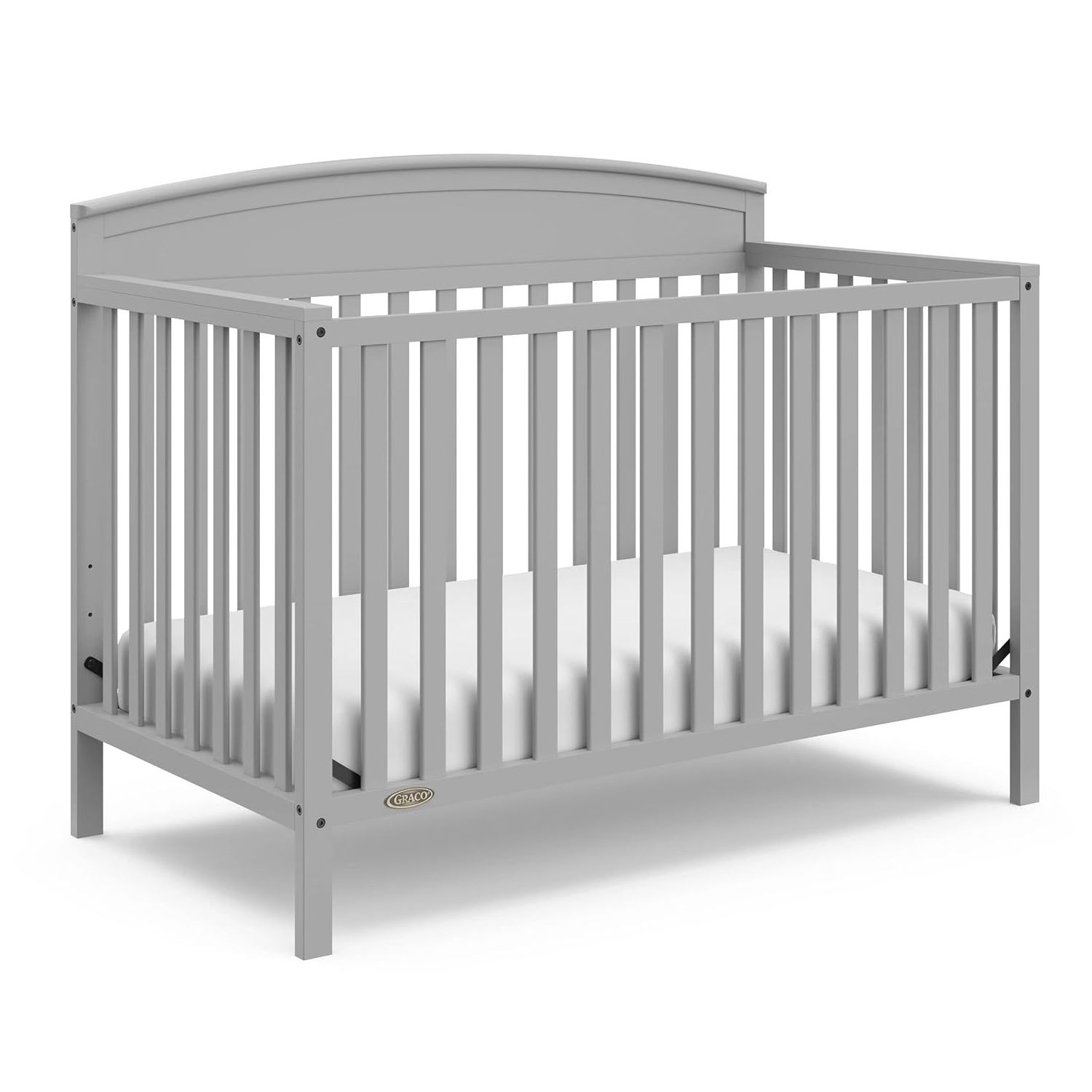 Gray 5 in 1 Convertible Wooden Wood Baby Crib for Infant