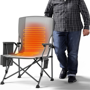 Oversized Heated Camping Beach Chair for Outdoor Sports with Side Pockets and Cup Holder