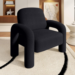 Modern Cozy Fluffy Sherpa Accent Chair with Upholstered Arm for Living Room and Bedrooms and Corner