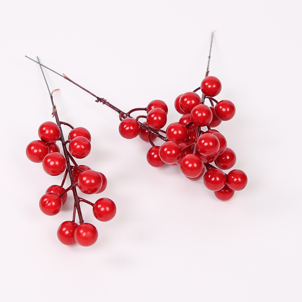 Cheap 14heads Christmas Red Berries Foam Artificial Materials Branch Berry Branch