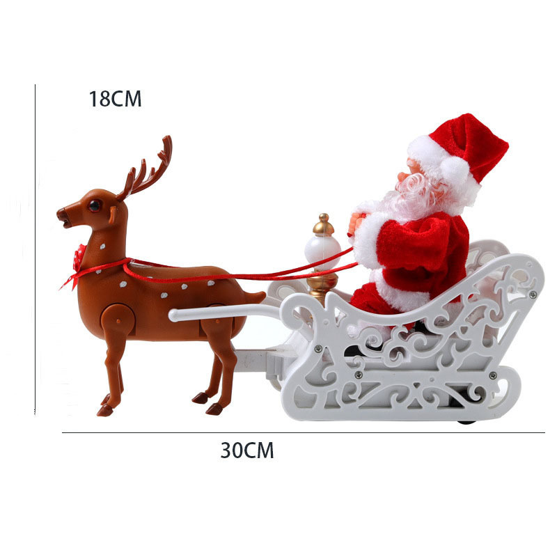 Wholesale deer cart music electric Santa Claus children's toys Christmas gifts desktop Christmas ornaments Christmas decoration