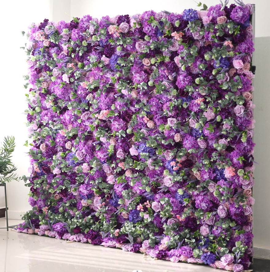 Purple Artificial Flower Wall Wedding Decoration  Artificial Flowers Customizable Flower Wall