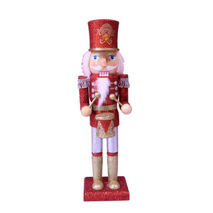 36 CM Nutcracker Gold Pink Style Christmas decoration Nutcracker Gift and Collection Wooden Nutcracker