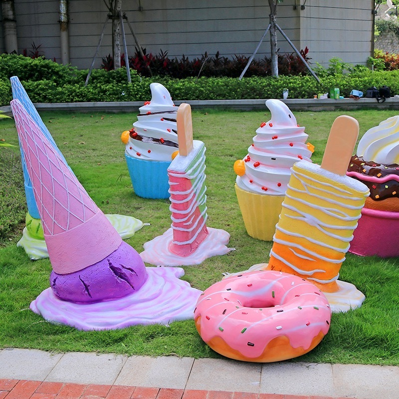 Ice Cream Sculpture Creative Outdoor Decoration Shopping Mall Window Display Ice Cream FRP Sculpture