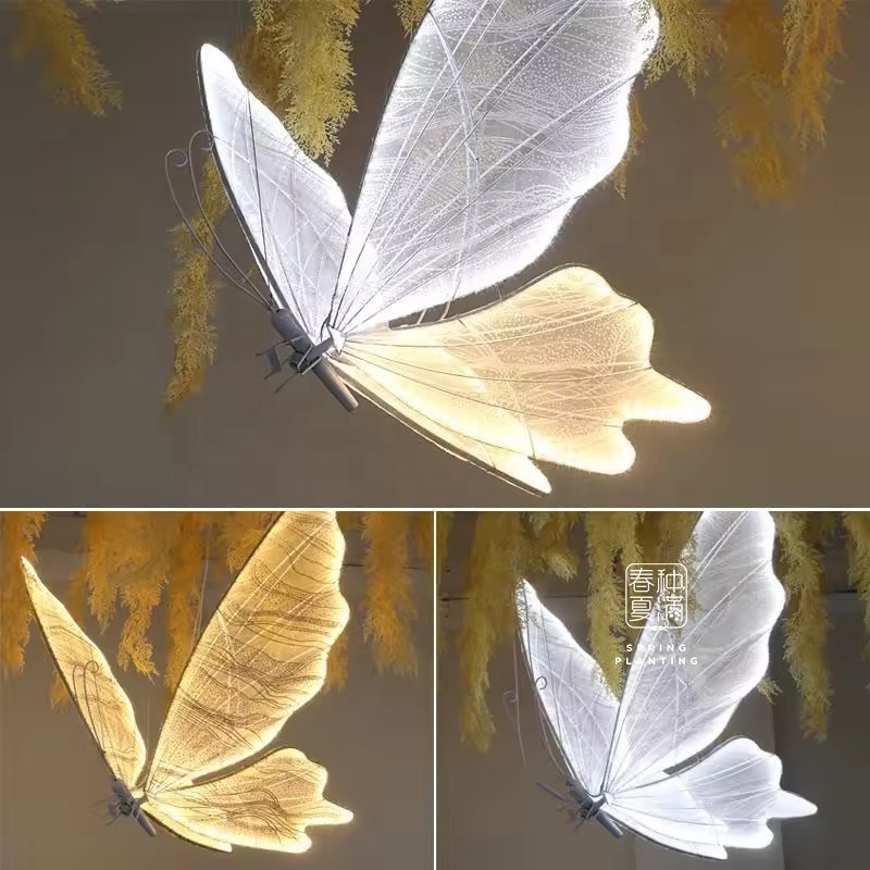 Ins Metal butterflies light large wedding party decoration led lamp butterflies LED lights