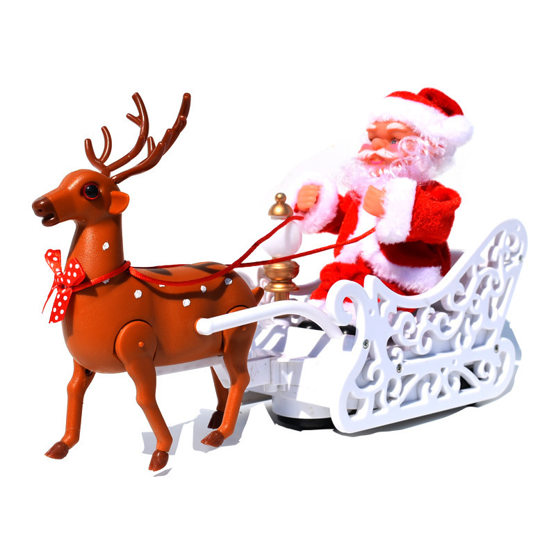 Wholesale deer cart music electric Santa Claus children's toys Christmas gifts desktop Christmas ornaments Christmas decoration