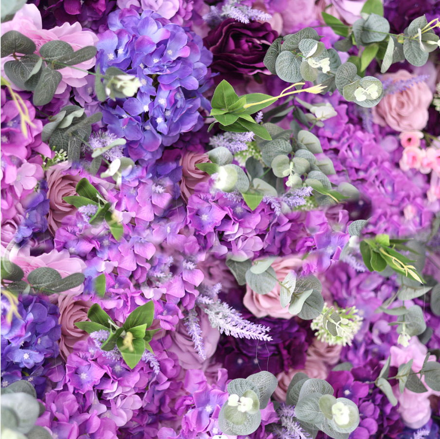 Purple Artificial Flower Wall Wedding Decoration  Artificial Flowers Customizable Flower Wall