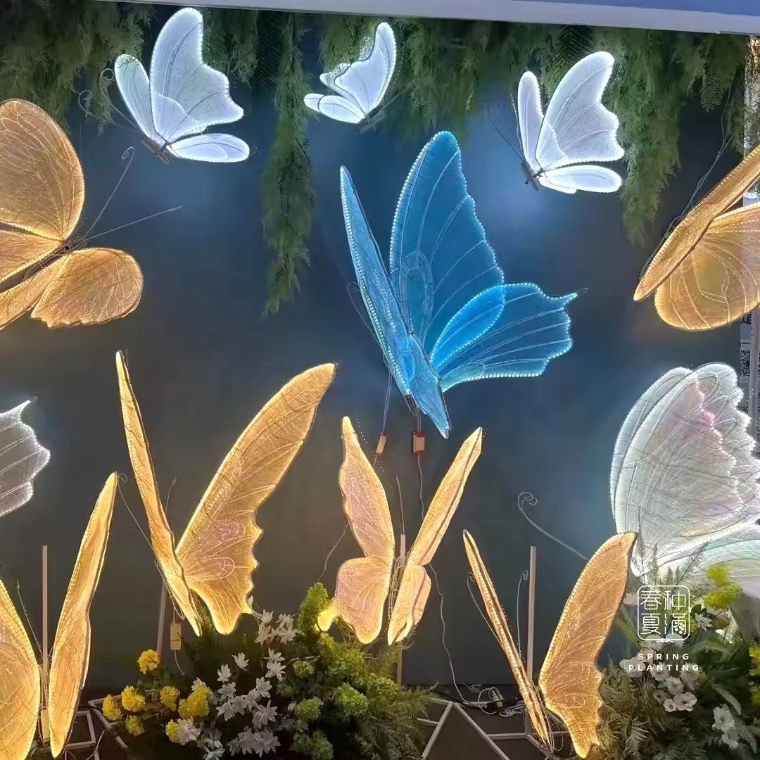 Ins Metal butterflies light large wedding party decoration led lamp butterflies LED lights