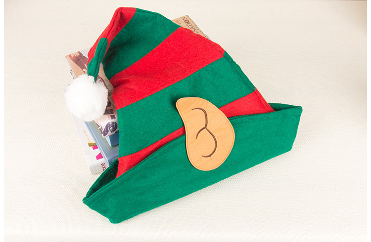 Christmas Party Decoration Elf Christmas Hat Creative Adult Children's Red and Green Striped Christmas Elf Hat