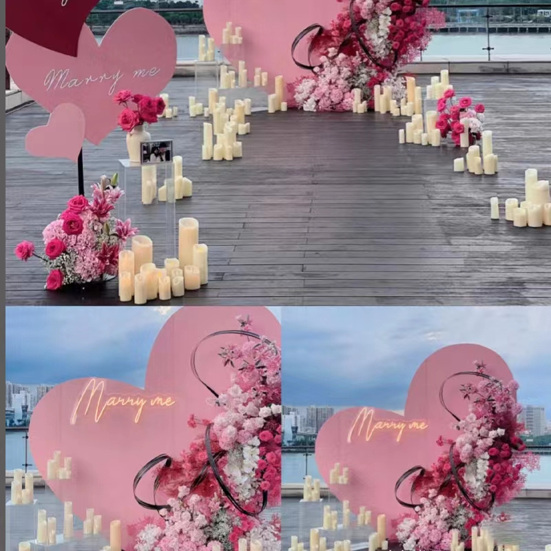 Heart Shaped Flower Decoration Wedding Custom Decor Flower Pink Wedding Flower Creative Design