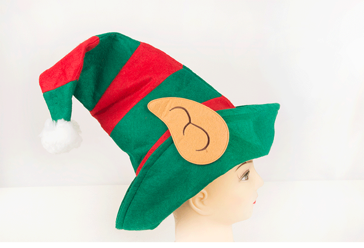 Christmas Party Decoration Elf Christmas Hat Creative Adult Children's Red and Green Striped Christmas Elf Hat