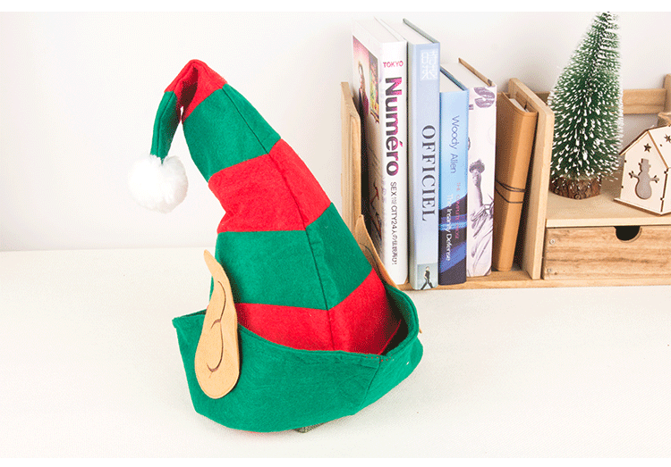 Christmas Party Decoration Elf Christmas Hat Creative Adult Children's Red and Green Striped Christmas Elf Hat