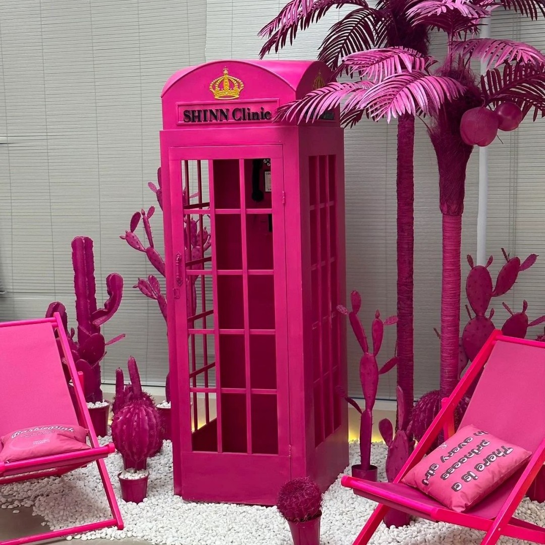 Pink Telephone Booth with Audio Guestbook for Wedding Decoration Neon Light London Telephone Booth