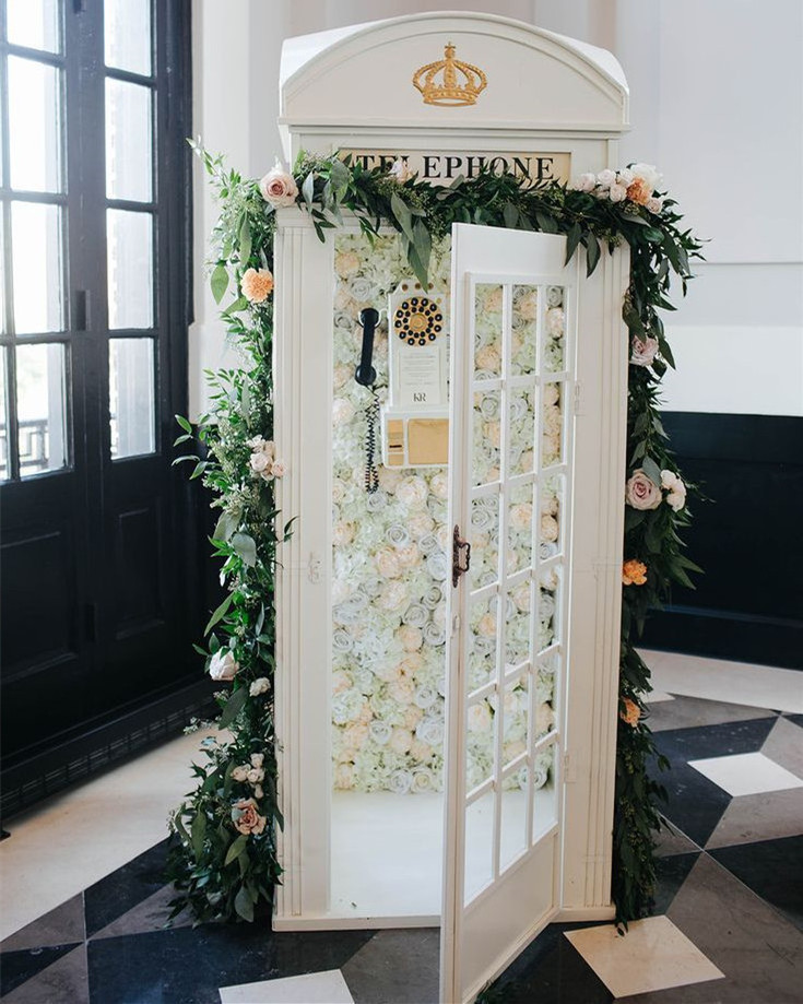 Telephone Booth Photography Flowers Wedding Backdrop London Telephone Booth for Wedding Decoration