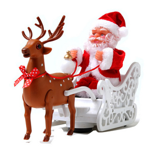 Wholesale deer cart music electric Santa Claus children's toys Christmas gifts desktop Christmas ornaments Christmas decoration