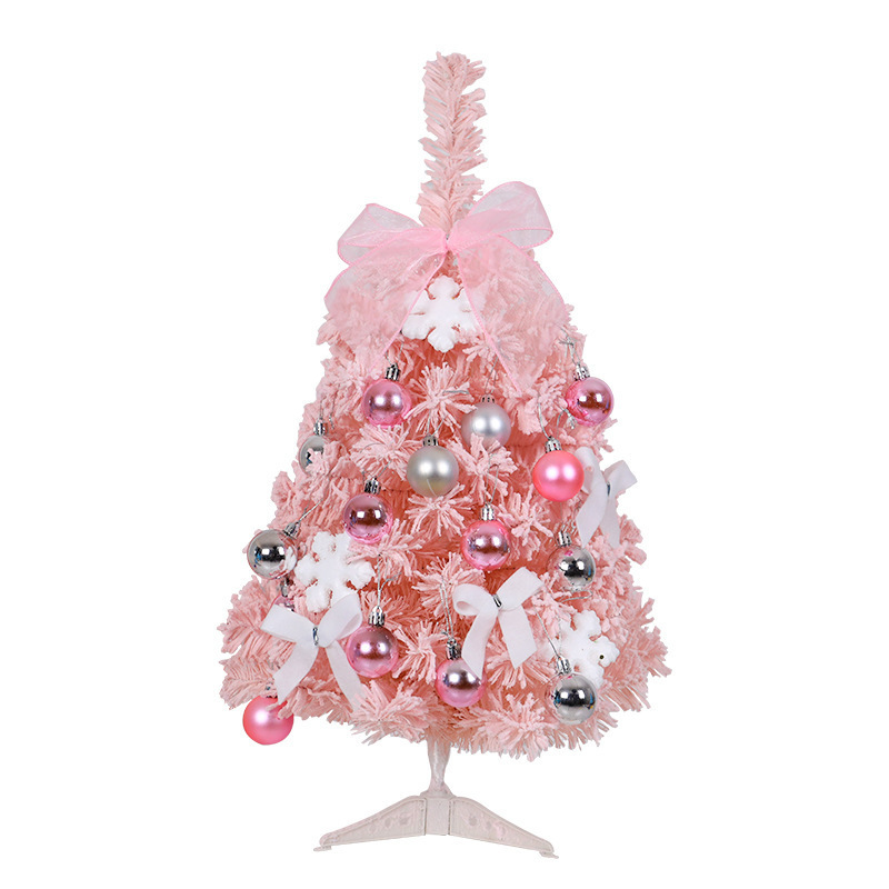 2022 Christmas Hot Sale Decoration Pink 60cm Mini Christmas Tree Blue 60cm Desktop Decoration DIY Flocking Christmas Tree