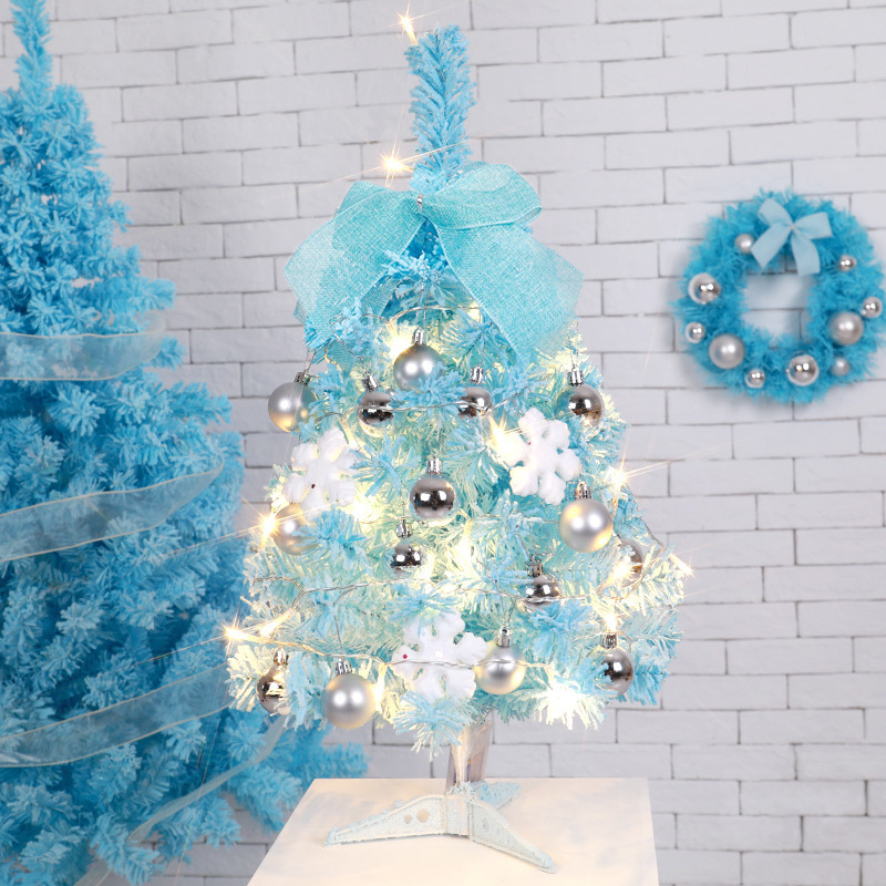 2022 Christmas Hot Sale Decoration Pink 60cm Mini Christmas Tree Blue 60cm Desktop Decoration DIY Flocking Christmas Tree