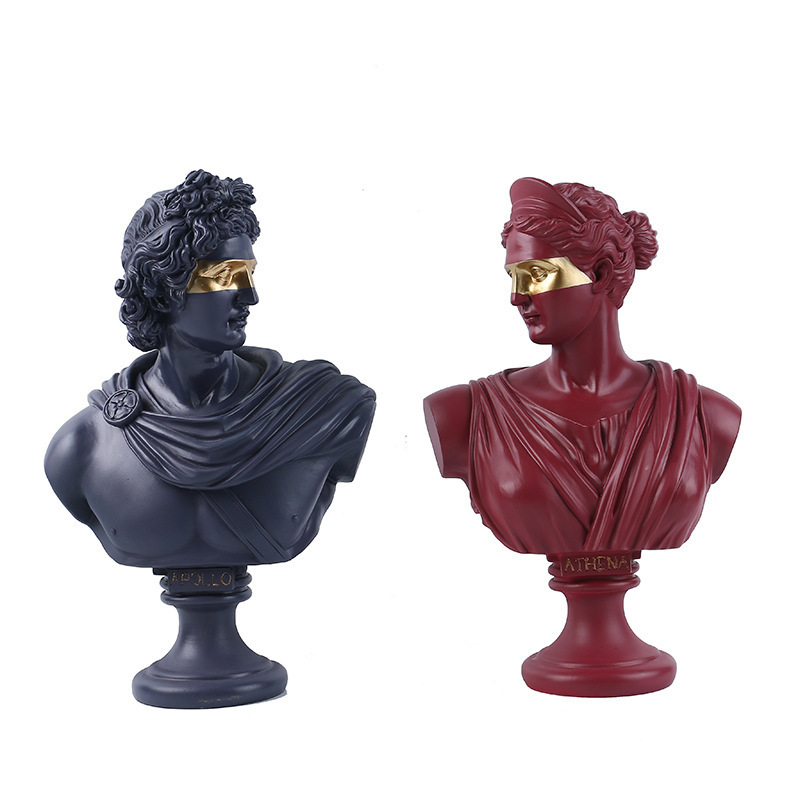 factory outlet wholesale Art synthetic Resin Sculpture Statue Bust Head Sculpture  Home decoration