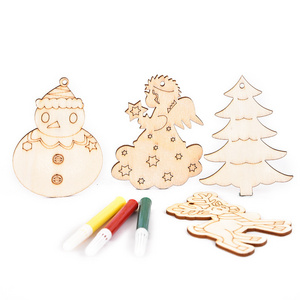 DIY Christmas Decor Painting Kit Pendant Santa Claus Snowman Elk DIY Christmas Tree Hanging Decorations