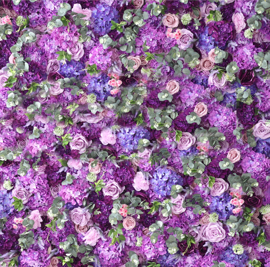 Purple Artificial Flower Wall Wedding Decoration  Artificial Flowers Customizable Flower Wall