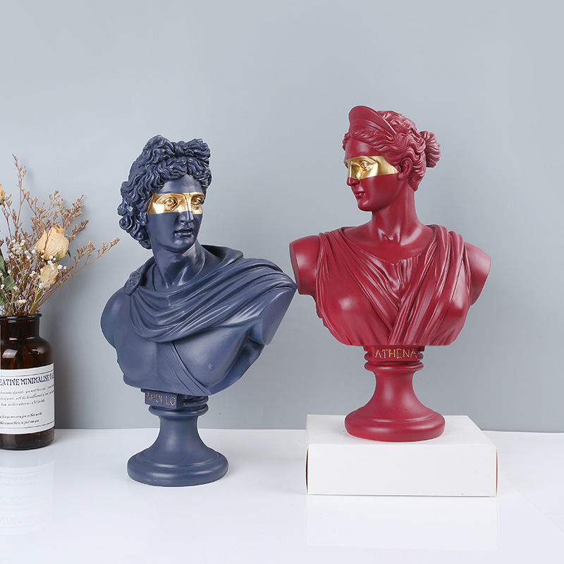 factory outlet wholesale Art synthetic Resin Sculpture Statue Bust Head Sculpture  Home decoration