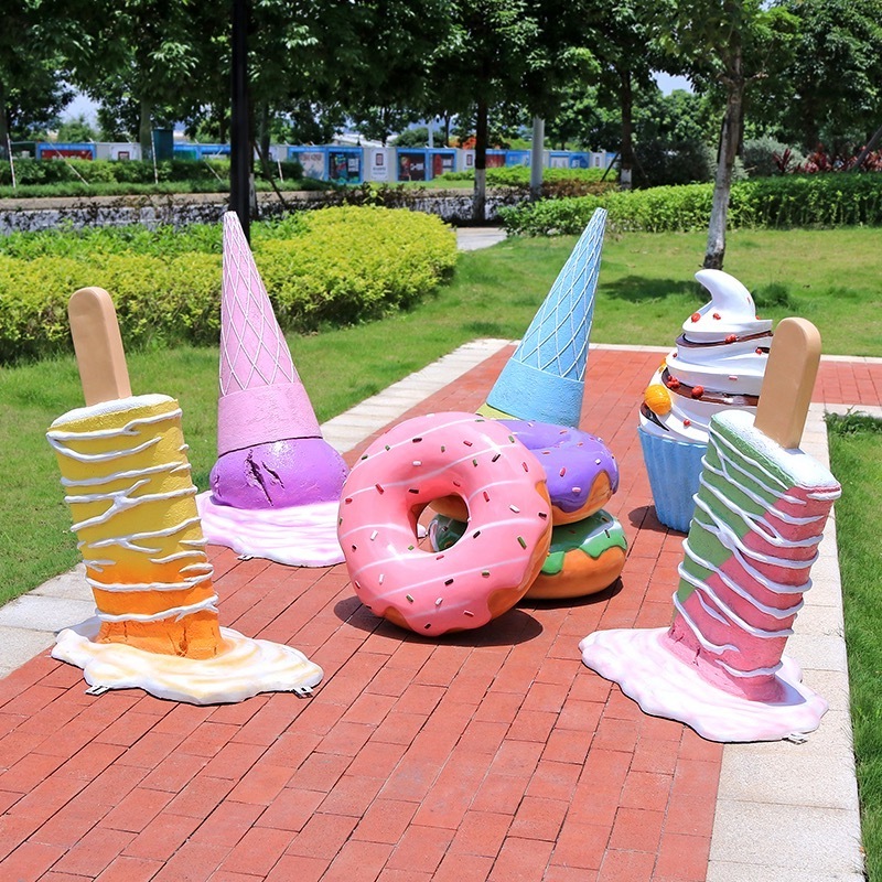 Ice Cream Sculpture Creative Outdoor Decoration Shopping Mall Window Display Ice Cream FRP Sculpture