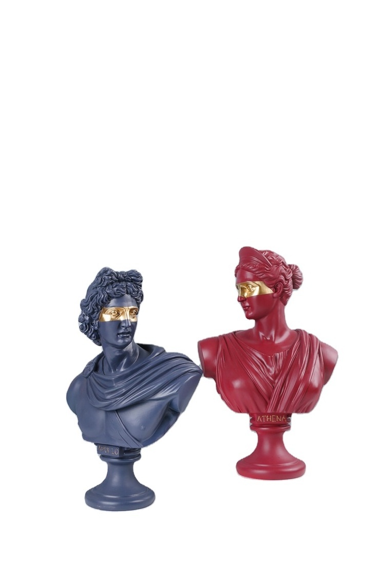 factory outlet wholesale Art synthetic Resin Sculpture Statue Bust Head Sculpture  Home decoration