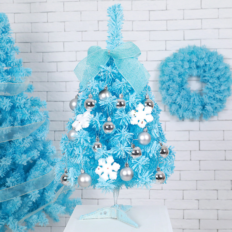 2022 Christmas Hot Sale Decoration Pink 60cm Mini Christmas Tree Blue 60cm Desktop Decoration DIY Flocking Christmas Tree