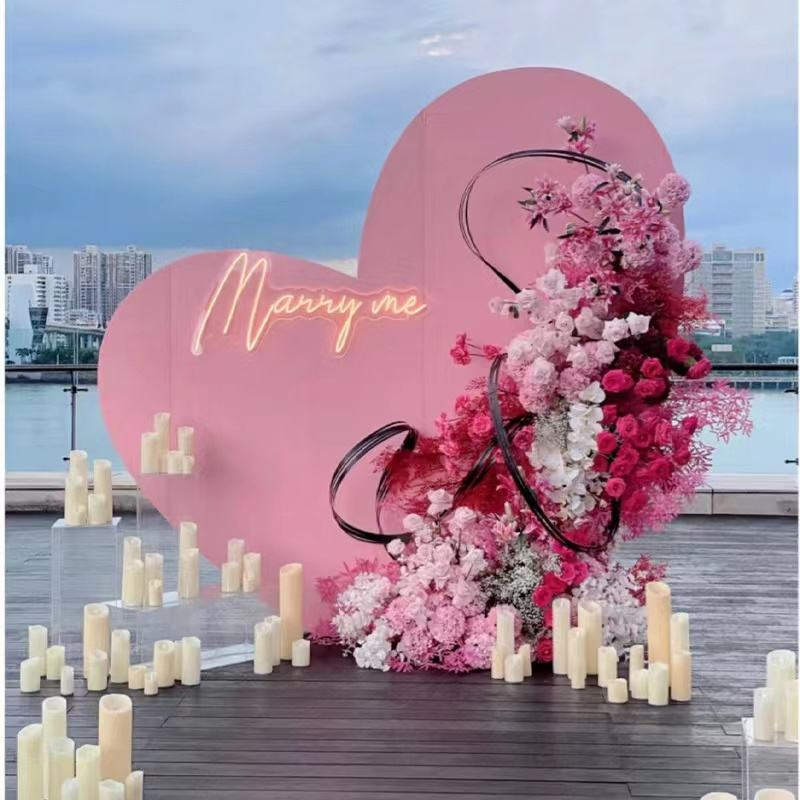 Heart Shaped Flower Decoration Wedding Custom Decor Flower Pink Wedding Flower Creative Design