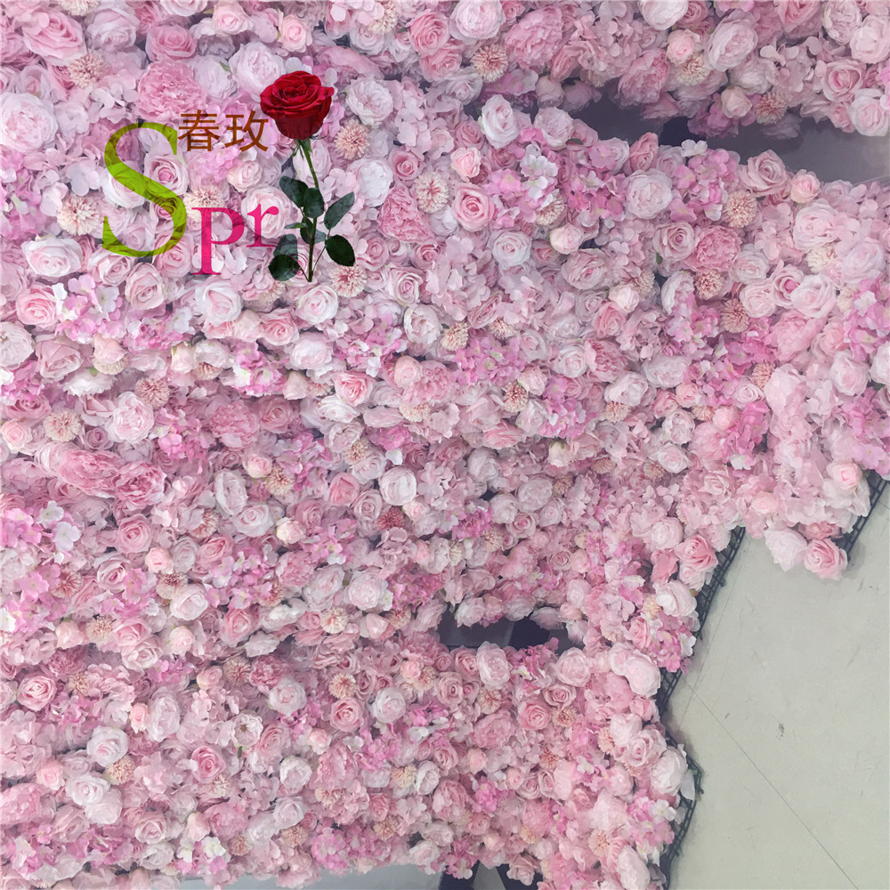 SPR  High Quality 3d Home Decor Restaurant Decoration and Wedding Ceremony Events Fabric Artificial pink flower Rose Wall