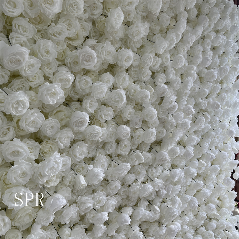 SPR bride bouquet Custom 7D White Flower wall Wedding Artificial Silk Rose Panel Backdrop Artificial Flowers Decorative Flowers