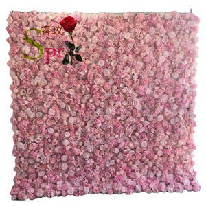 SPR  High Quality 3d Home Decor Restaurant Decoration and Wedding Ceremony Events Fabric Artificial pink flower Rose Wall