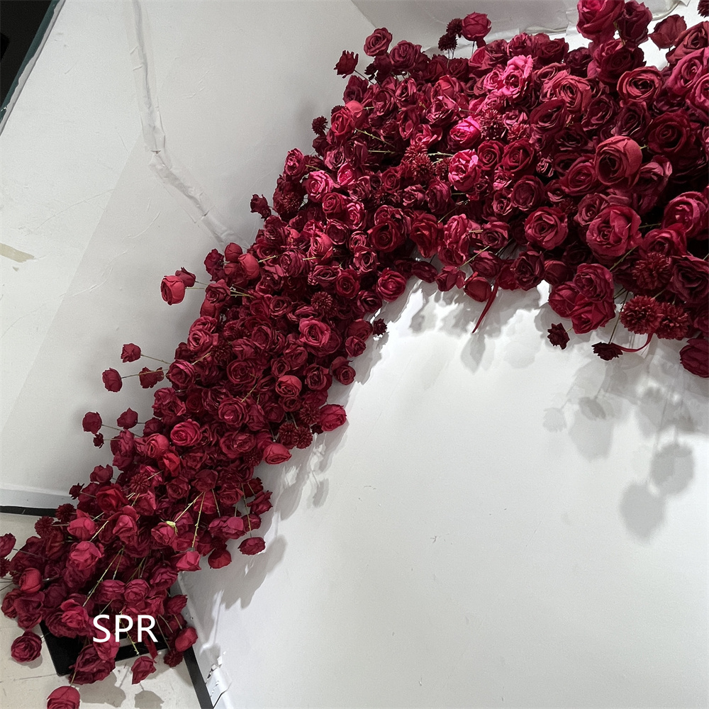 SPR Decorative Roll UP Artificial Silk Rose Flower Wall Backdrop Panel For Wedding Decoration Arch flower