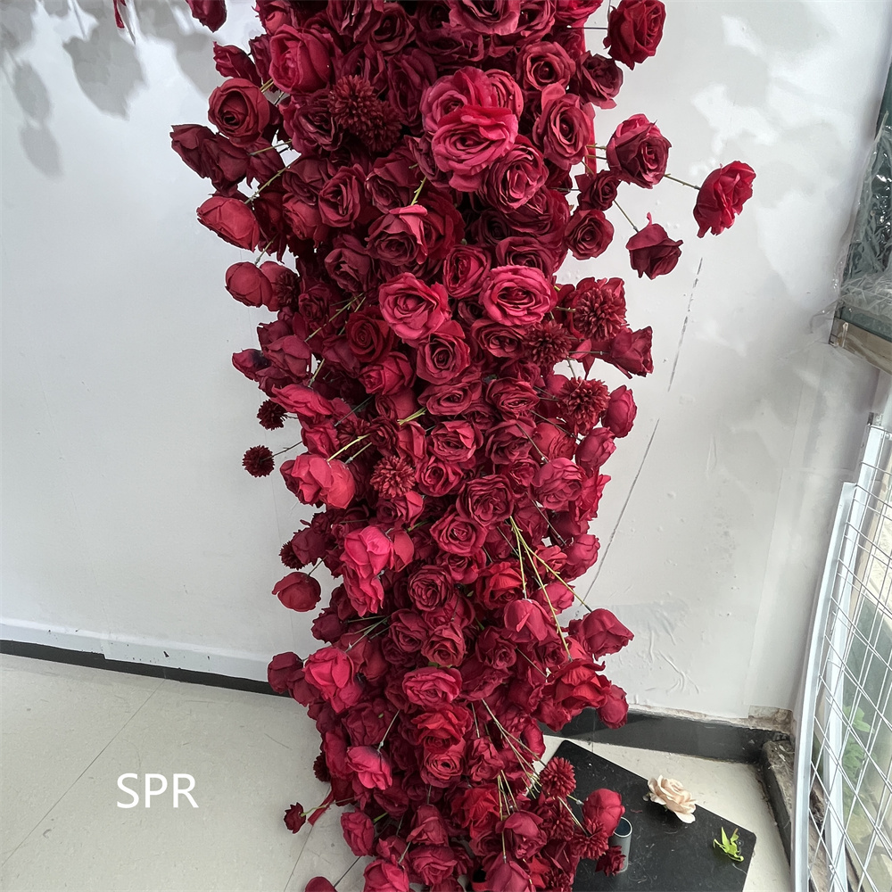 SPR Decorative Roll UP Artificial Silk Rose Flower Wall Backdrop Panel For Wedding Decoration Arch flower