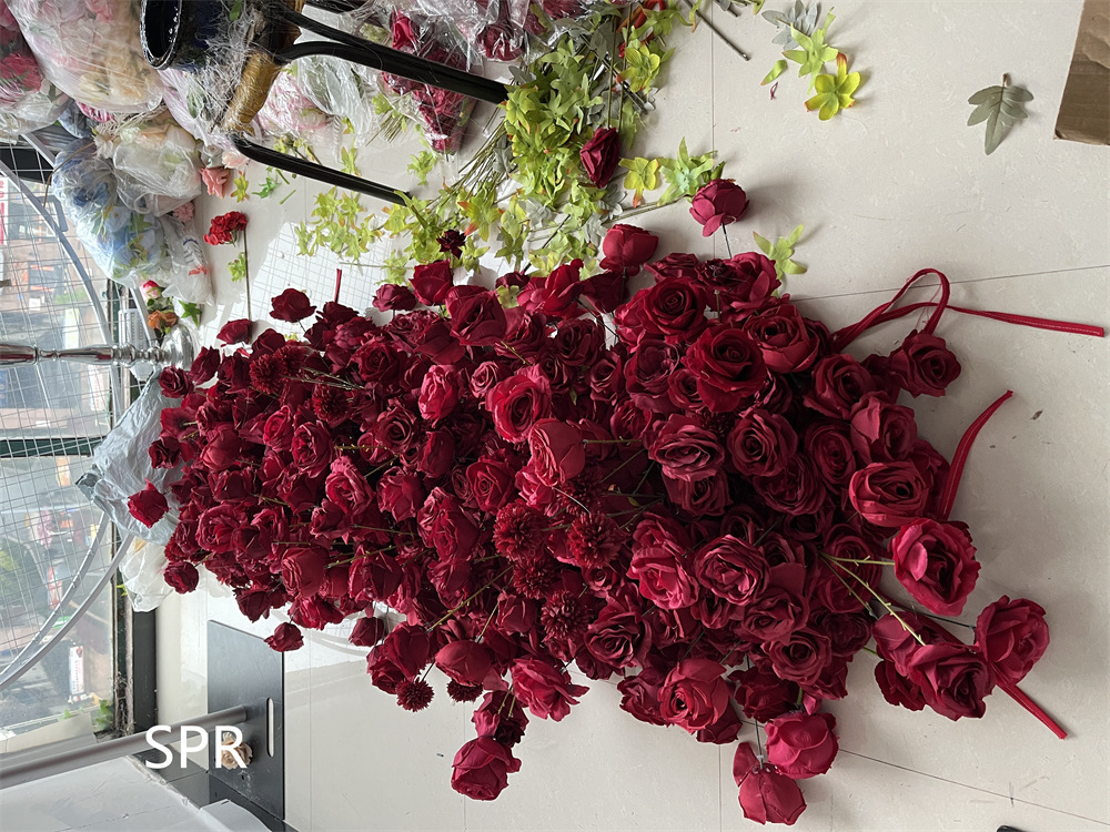 SPR Decorative Roll UP Artificial Silk Rose Flower Wall Backdrop Panel For Wedding Decoration Arch flower