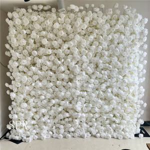 SPR bride bouquet Custom 7D White Flower wall Wedding Artificial Silk Rose Panel Backdrop Artificial Flowers Decorative Flowers