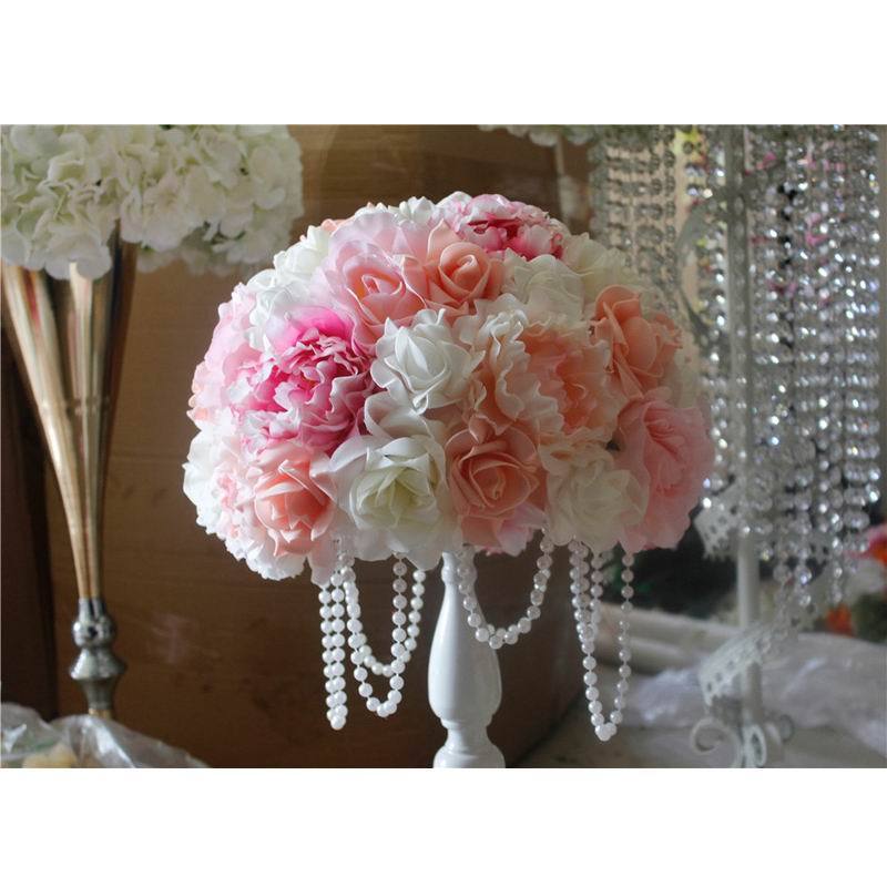 SPR wedding backdrop 35cm  table centerpiece flower ball with beads arrangement decorative floral artificial flowers wall panels