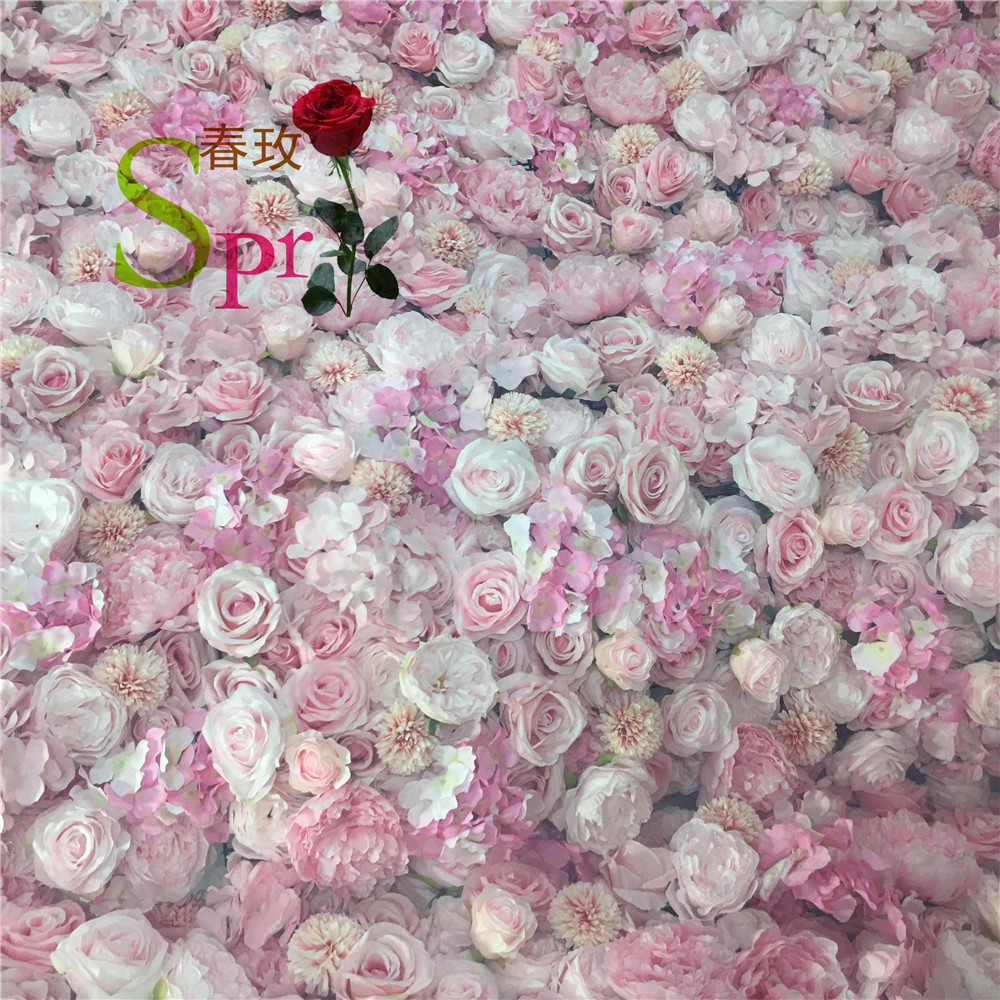 SPR  High Quality 3d Home Decor Restaurant Decoration and Wedding Ceremony Events Fabric Artificial pink flower Rose Wall