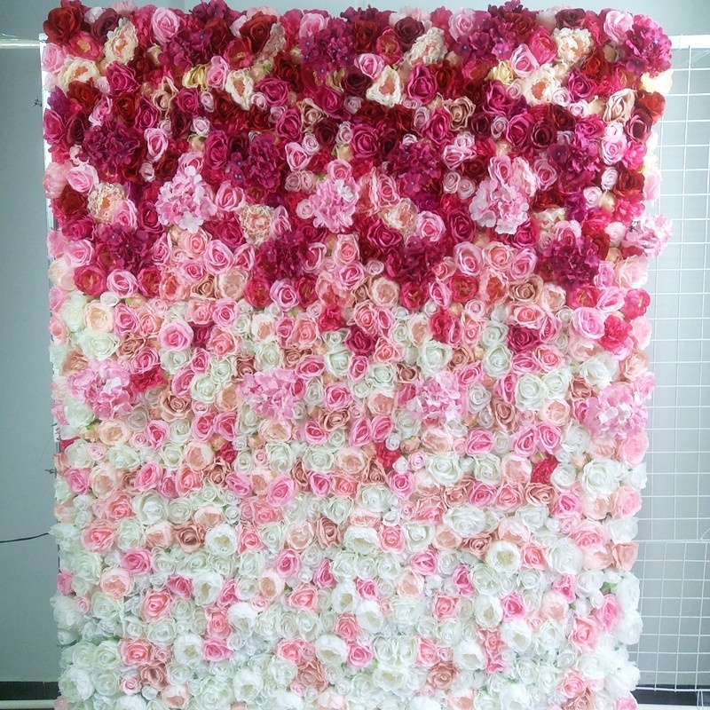 SPR 1.2*2.4m(4*8ft)/pc rose flower wall roll up red pink white ombre flower wall panels for wedding event occasion baby showing