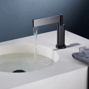 Luxury design artistic High quality brass bathroom wash hot cold matte black basin faucet