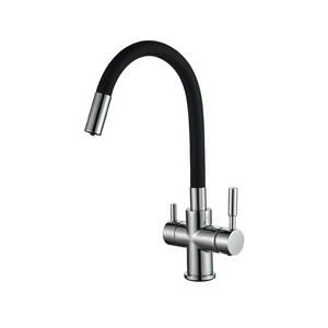 New design flexible pipe 3 way black pipe filter sink kitchen faucet