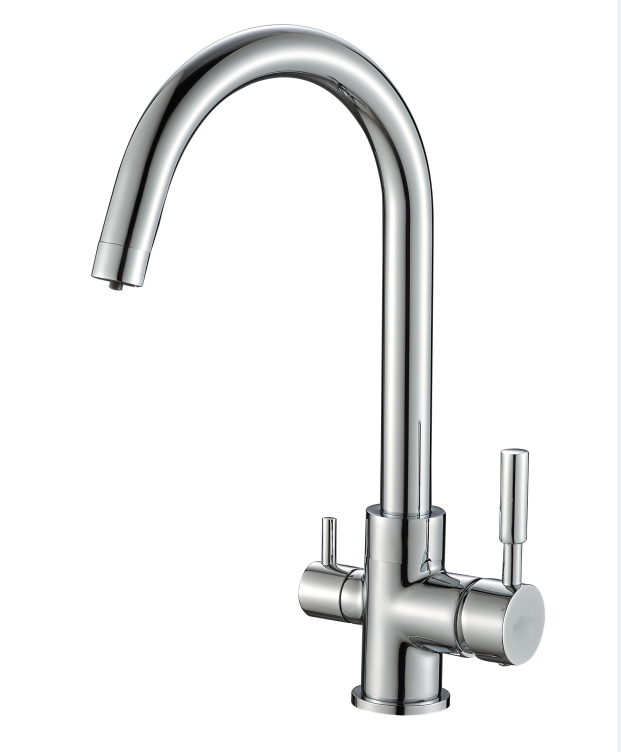 Classical design dual handle one spout 3 way kitchen chrome brass filter faucet