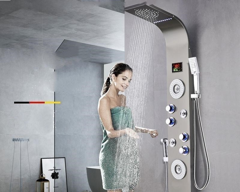 304 stainless steel shower intelligent constant temperature digital display shower set bathroom hot and cold shower screen set